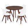 mesa redonda 4 cadeiras vertice nozes em madeira macica com cadeira leda madebal 4