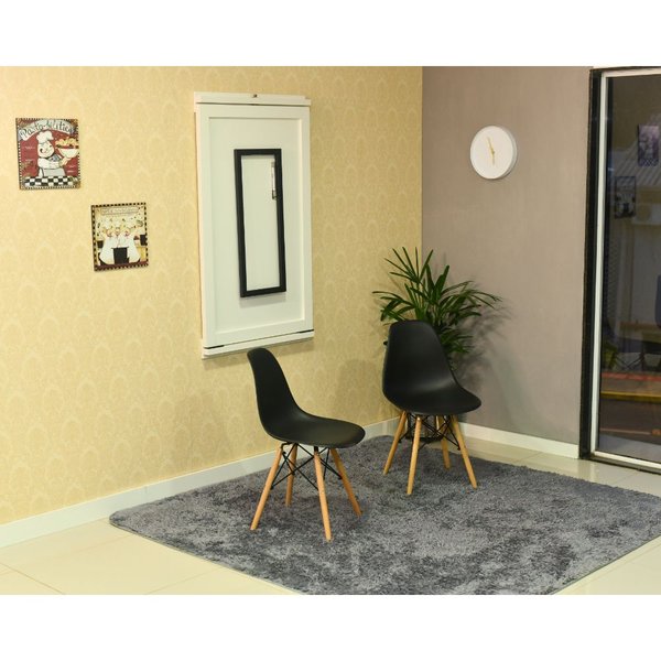 mesa dobravel retratil de parede 2 lugares 120x75 branca com cadeira eames eiffel preta 1