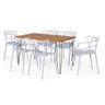 mesa de jantar retangular hairpin legs natural 130x80cm com 6 cadeiras allegra 6