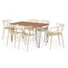 mesa de jantar retangular hairpin legs natural 130x80cm com 6 cadeiras allegra 7