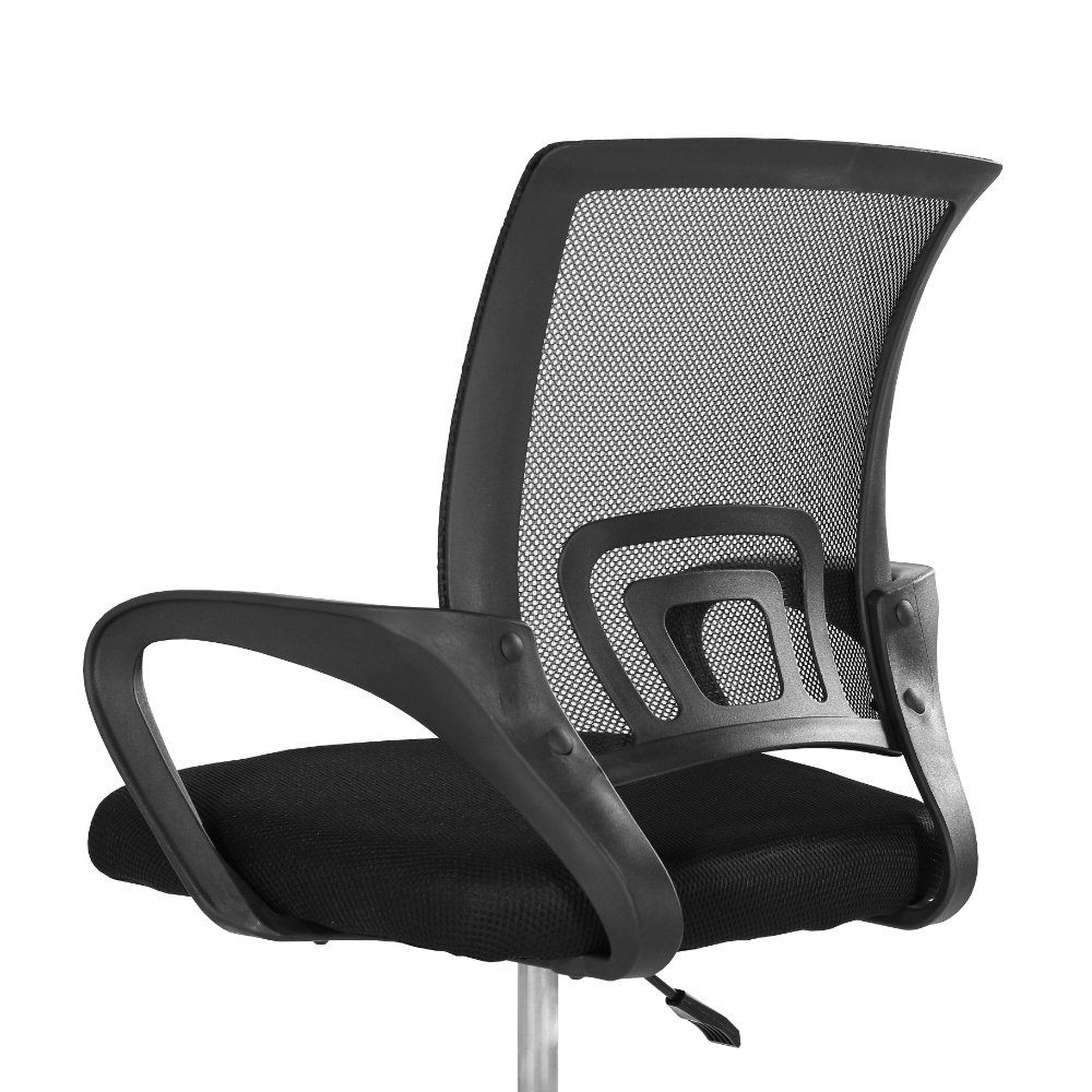 cadeira de escritorio estofada com regulagem de altura e base giratoria secretaria office preta 6