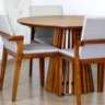 mesa de jantar redonda luana natural amadeirada 120cm com 4 cadeiras estofadas isabela magazine decor 5