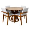 mesa de jantar redonda 120cm natural cecilia amadeirada com 4 cadeiras estofadas isabela 2