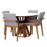mesa de jantar redonda 120cm branca cecilia amadeirada com 4 cadeiras estofadas isabela cinza 2