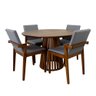 mesa de jantar redonda 120cm natural cecilia amadeirada com 4 cadeiras estofadas isabela cinza 2
