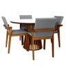 mesa de jantar redonda 120cm branca luana amadeirada com 4 cadeiras estofadas isabela cinza 2