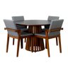 mesa de jantar redonda 120cm preta cecilia amadeirada com 4 cadeiras estofadas isabela cinza 2