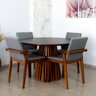 mesa de jantar redonda 120cm preta cecilia amadeirada com 4 cadeiras estofadas isabela cinza 4