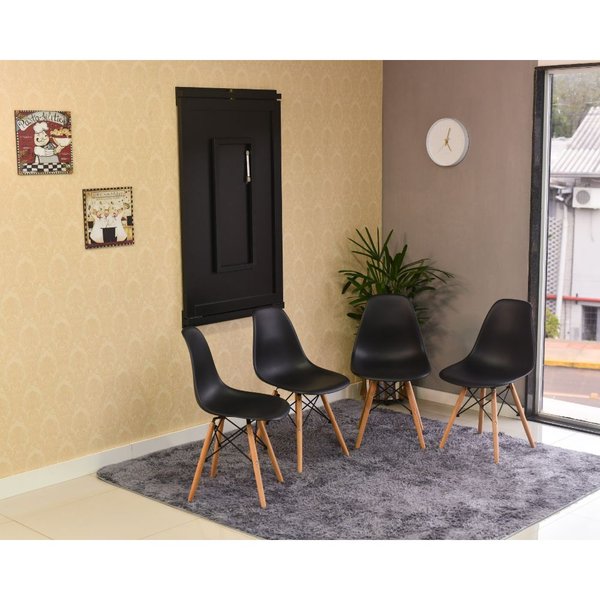 mesa dobravel retratil de parede 120x75 preta com 4 cadeiras eames eiffel magazine decor 1