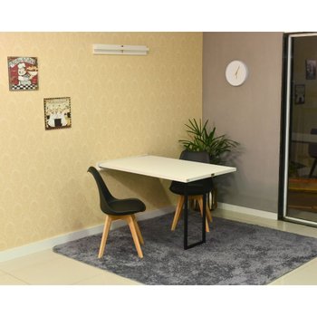 mesa dobravel retratil de parede branca 120x75cm com 2 cadeiras eiffel leda preta 4