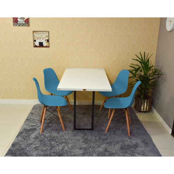 mesa dobravel retratil de parede 120x75cm com 4 cadeiras eames eiffel turquesa 2