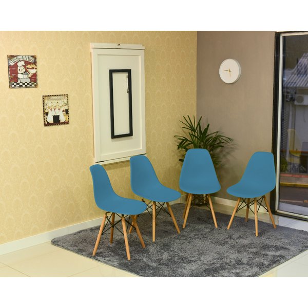mesa dobravel retratil de parede 120x75cm com 4 cadeiras eames eiffel turquesa 4