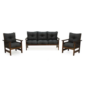 conjunto sofa havai 3 lugares 2 poltronas de madeira com almofadas confortaveis cinza 1