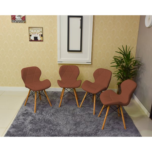 mesa dobravel retratil de parede branca 120x75cm com 4 cadeiras eiffel slim marrom 1