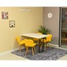 mesa dobravel retratil de parede branca 120x75cm com 4 cadeiras eiffel slim amarelo 1