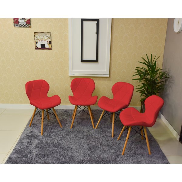 mesa dobravel retratil de parede branca 120x75cm com 4 cadeiras eiffel slim vermelho 3