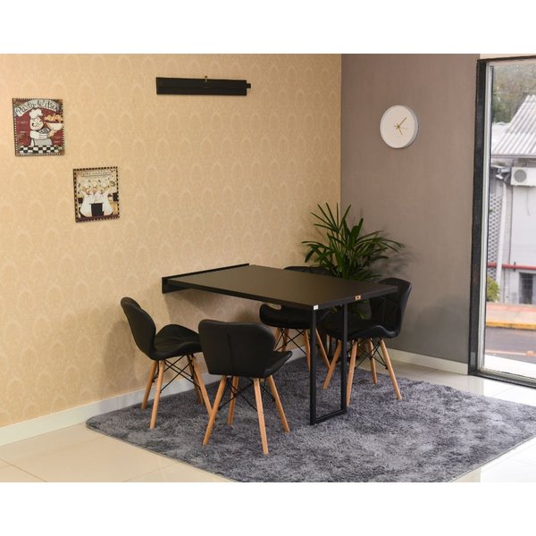 mesa dobravel retratil preta de parede 120x75 com 4 cadeiras eiffel slim preto 3