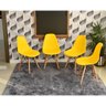 mesa dobravel retratil de parede preta 140cm com 4 cadeiras eames eiffel amarelo 1