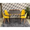 mesa dobravel retratil de parede preta 140cm com 4 cadeiras eames eiffel amarelo 4
