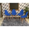 mesa dobravel retratil de parede preta 140cm com 4 cadeiras eames eiffel azul 1
