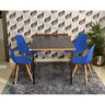 mesa dobravel retratil de parede preta 140cm com 4 cadeiras eames eiffel azul 4