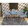 mesa dobravel retratil de parede preta 140cm com 4 cadeiras eames eiffel azul claro 1