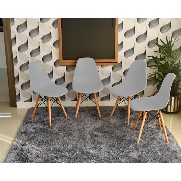 mesa dobravel retratil de parede preta 140cm com 4 cadeiras eames eiffel cinza 1