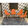 mesa dobravel retratil de parede preta 140cm com 4 cadeiras eames eiffel laranja 1