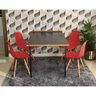 mesa dobravel retratil de parede preta 140cm com 4 cadeiras eames eiffel vermelho 4