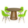 mesa de jantar redonda 120cm luana amadeirada natural com 4 cadeiras eames eiffel 2