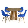 mesa de jantar redonda 120cm luana amadeirada natural com 4 cadeiras eames eiffel 5