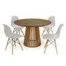 mesa de jantar redonda 120cm luana amadeirada natural com 4 cadeiras eames eiffel 8