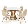 mesa de jantar redonda 120cm branca cecilia amadeirada com 4 cadeiras eames eiffel 9