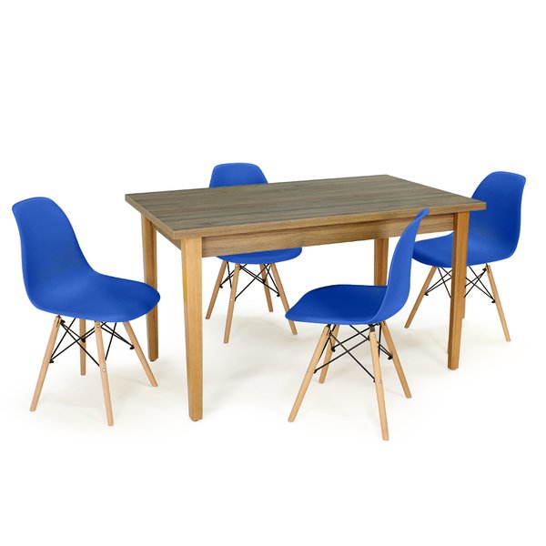 mesa de jantar retangular luiza natural 135x80cm com 4 cadeiras eames eiffel 3