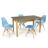 mesa de jantar retangular luiza natural 135x80cm com 4 cadeiras eames eiffel 4