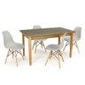 mesa de jantar retangular luiza natural 135x80cm com 4 cadeiras eames eiffel 6