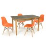 mesa de jantar retangular luiza natural 135x80cm com 4 cadeiras eames eiffel 7
