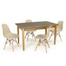 mesa de jantar retangular luiza natural 135x80cm com 4 cadeiras eames eiffel 9