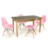 mesa de jantar retangular luiza natural 135x80cm com 4 cadeiras eames eiffel 11