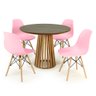 mesa de jantar redonda 100cm natural luana amadeirada com 4 cadeiras eames eiffel magazine decor 11