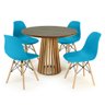 mesa de jantar redonda 100cm natural luana amadeirada com 4 cadeiras eames eiffel magazine decor 12