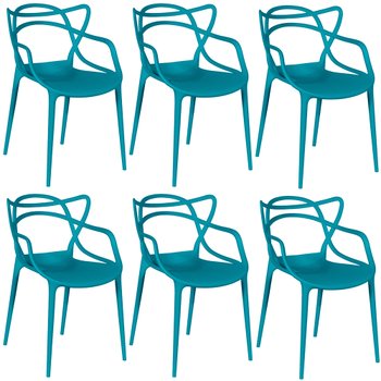 kit 6 cadeiras allegra turquesa