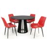 mesa de jantar redonda preta talia 120cm com 4 cadeiras estofadas chicago 1