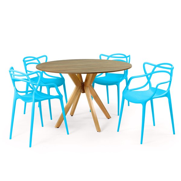 mesa de jantar redonda 120cm marci natural com 4 cadeiras allegra magazine decor 3
