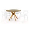 mesa de jantar redonda 120cm marci natural com 4 cadeiras allegra magazine decor 4