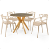 mesa de jantar redonda 100cm marci natural com 4 cadeiras allegra magazine decor 6