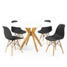 mesa de jantar redonda 120cm branca marci amadeirada com 4 cadeiras eames eiffel 10