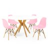 mesa de jantar redonda 120cm branca marci amadeirada com 4 cadeiras eames eiffel 11
