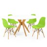 mesa de jantar redonda 120cm branca marci amadeirada com 4 cadeiras eames eiffel 13