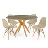mesa de jantar redonda natural 120cm marci amadeirada com 4 cadeiras eiffel 9